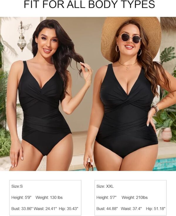 Smismivo Tummy Control Swimsuits for Women Slimming One Piece Bathing Suit Retro Ruched Push Up Vintage Padded Swimwear - Image 2