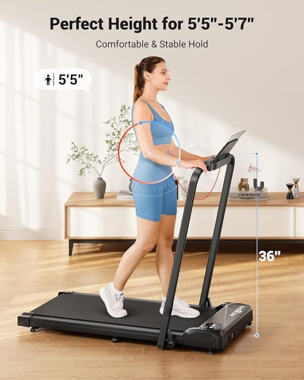 THERUN Walking Pad Treadmill, 2.5 HP Under Desk Treadmills, 2 in 1 Foldable for Home, Walking Pad with Handle Bar, 16" Widened Running Belt, with Remote Control & LED Touch Screen - Image 2