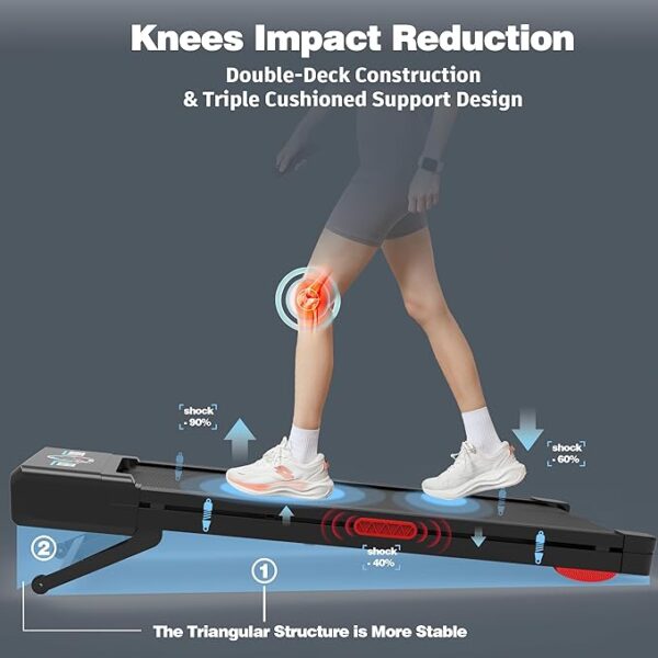 Walking Pad Treadmill with 12% 9-Level Auto Incline, 450 lbs Capacity and RGB LED Screen Under Desk Treadmill with Hiking Mode, Compact Treadmills for Home Small/Office - Image 2