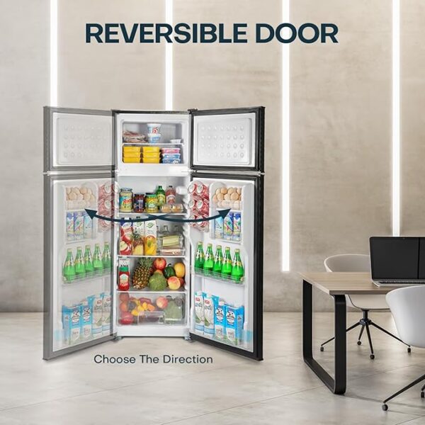 Upstreman 7.7 Cu.Ft. Refrigerator with Freezer, Double Door Fridge, Adjustable Thermostat, Large Capacity, Reversible Door Swing, Refrigerator for Apartment, Office, Dorm, Black（BD75） - Image 4