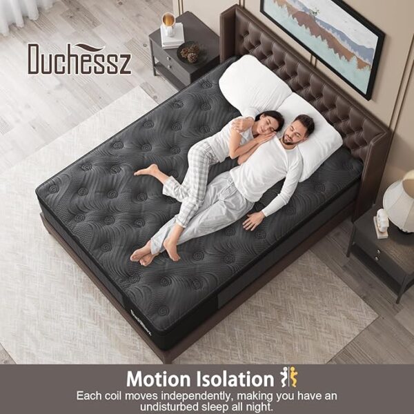 King Mattress, 12 Inch Hybrid Mattress Black with Gel Memory Foam and Individually Pocket Innerspring Mattresses Medium Firm for Motion Isolation, Edge Support, 100 Night Trial - Image 4