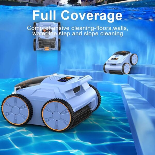 (2025 New) Robotic Pool Vacuum, Robotic Pool Cleaner for Inground Pools, Smart Navigation, Floor/Wall/Waterline Cleaning, 180 Mins Runtime for Pool Up to 2100 Sq.ft - Image 2