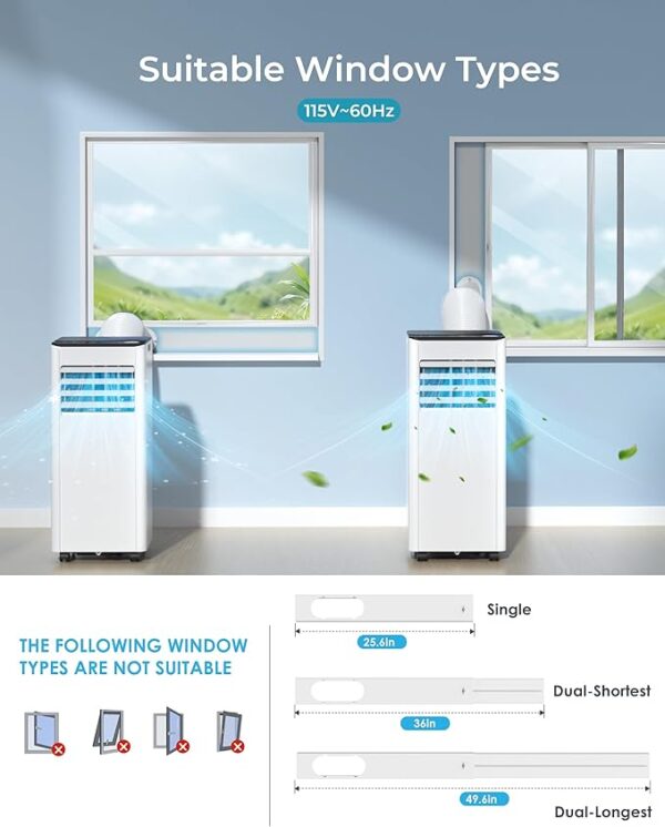 EUHOMY 8,000 BTU Portable Air Conditioners, 4-in-1 Portable AC Unit Up to 350 Sq.Ft, 4 Modes Quiet Air Conditioner with Remote Control, Cool, Fan, Dehumidifier, 24H Timer, Bedroom, Office, Apartments - Image 4