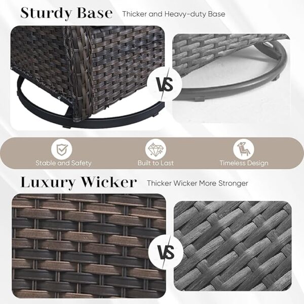 HUMMUH Outdoor Swivel Rocker PE Wicker Patio Chairs Set of 2, Rattan Rocking Chair Furniture Set - Image 6