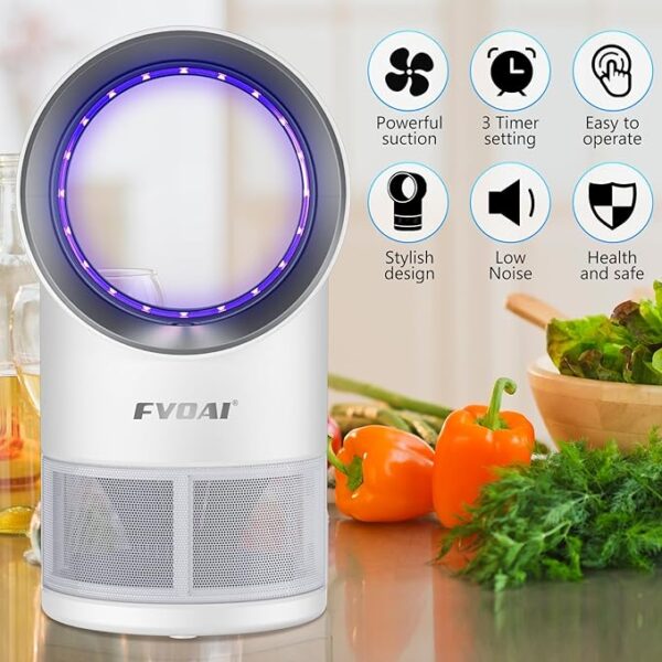 Fruit Fly Trap for Indoors, Fly Traps Indoor for Home Indoor Insect Trap with Suction, Time Setting, Bug Light & 10 Pcs Sticky Glue Boards (White) - Image 2