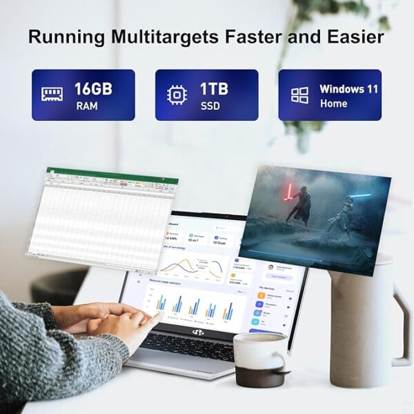 NIMO 15.6 IPS-FHD-Laptop, 16GB RAM 1TB SSD Intel Pentium Quad Core N100, Backlit Keyboard Fingerprint (Beat to i3-1115G4 Up to 3.4GHz) Computer for Student-Home WiFi 6 BT5.2 Win 11 - Image 2