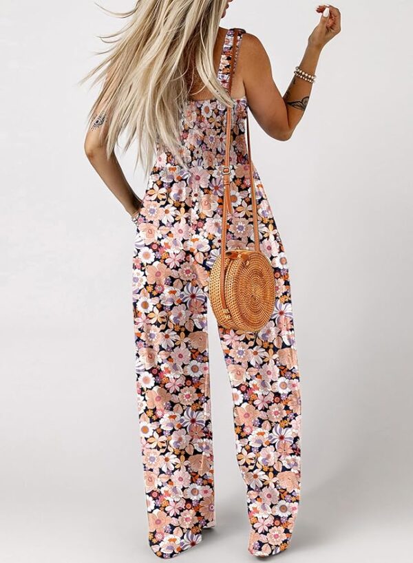 Dokotoo Women's Casual Loose Overalls Jumpsuits One Piece Sleeveless Printed Wide Leg Long Pant Rompers With Pockets - Image 2