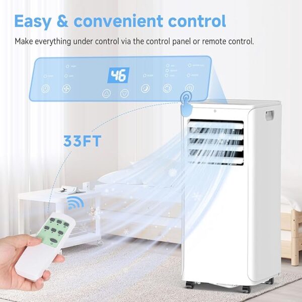 12,000 BTU Portable Air Conditioner - 3-in-1 AC/Dehumidifier/Fan for Rooms Up to 550 Sq.Ft, with 24H Timer, Remote Control & Easy-Install Window Kit, White - Image 4