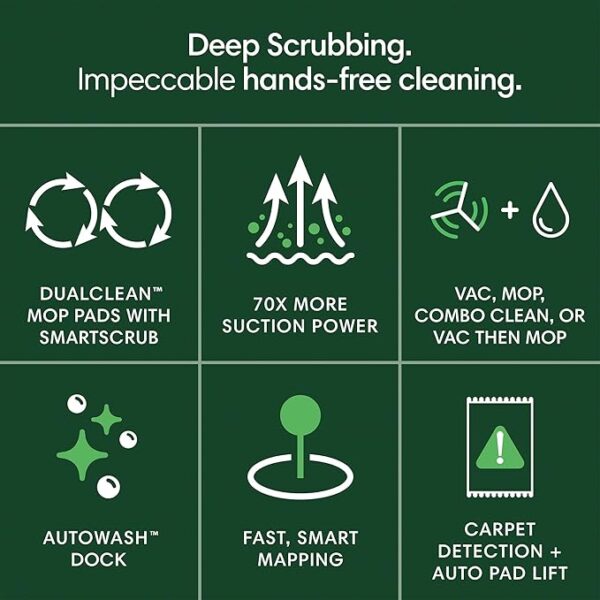 iRobot Roomba Plus 405 (G181) Combo Robot Vacuum & Mop with AutoWash Dock - Amazon Exclusive, Dual Spinning Mop Pads, Self-Empties for 75 Days, Intense Suction, Pad Washing & Drying, Pad-Lift, LiDAR - Image 2