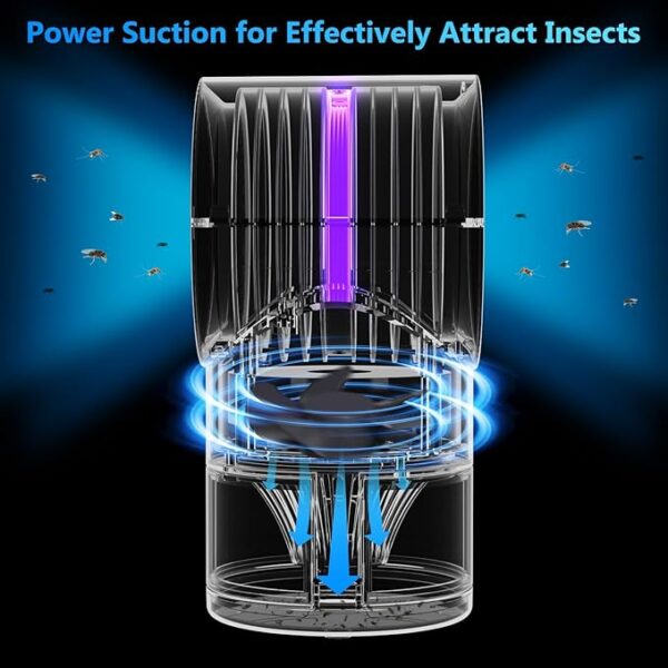 Fruit Fly Trap for Indoors, Fly Traps Indoor for Home Indoor Insect Trap with Suction, Time Setting, Bug Light & 10 Pcs Sticky Glue Boards (White) - Image 4