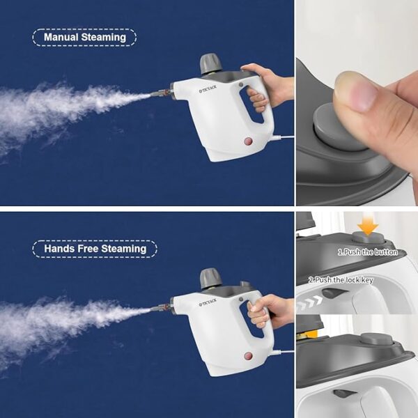 Handheld Steam Cleaner, Steam Cleaner with 16 PCS Accessory & Safety Lock, 500ML Large Capacity Natural Surface Steam for Cleaning, Multipurpose Steam Cleaner for Home, Car, Bathroom, Grease(White) - Image 4