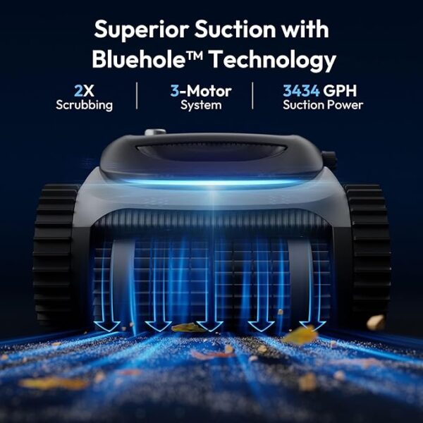 Bubot 700 Pool Cleaner Robot, Cordless Pool Vacuum with Superior Suction, Triple Motors, Smart Navigation, APP Control, Wall/Waterline, 140-Min Runtime for Inground Pools up to 861 Sq.Ft, Space Grey - Image 6