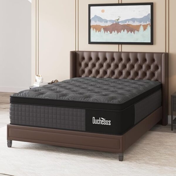 King Mattress, 12 Inch Hybrid Mattress Black with Gel Memory Foam and Individually Pocket Innerspring Mattresses Medium Firm for Motion Isolation, Edge Support, 100 Night Trial