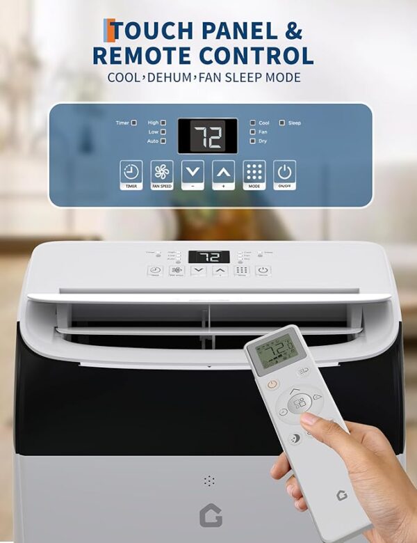 14,000 BTU Portable Air Conditioner for 750 Sq.Ft - 3-in-1 AC Unit with Cooling, Dehumidifier & Fan Modes, Remote Control, Timer & Ultra-Quiet Operation for Home/Office - Image 4