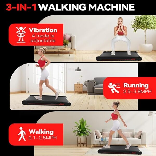 Sperax Walking Vibration Pad with APP, 3 in 1 Under Desk Treadmill, 2.5HP Low Noise Walking Treadmill Pad with Remote Control,Portable Treadmills for Home Office - Image 3