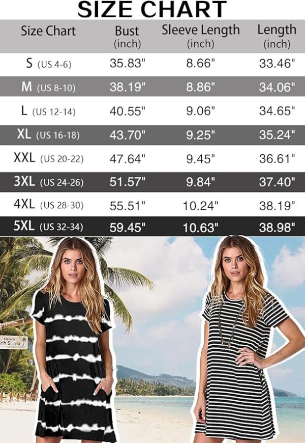 Alaster Women’s Casual Summer T Shirt Dress Loose Short Sleeve Tunic Dress with Pocket for Women - Image 3