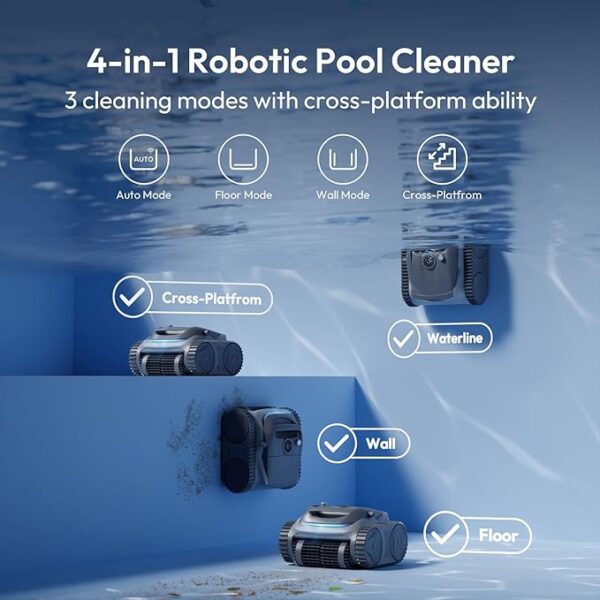 Bubot 700 Pool Cleaner Robot, Cordless Pool Vacuum with Superior Suction, Triple Motors, Smart Navigation, APP Control, Wall/Waterline, 140-Min Runtime for Inground Pools up to 861 Sq.Ft, Space Grey - Image 5