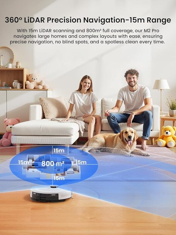 Lefant LiDAR Robot Vacuum and Mop, 45-Day Self-Emptying, 190° PSD Obstacle Avoidance, Customized Cleaning, Multi-Floor Mapping, 5500Pa Strong Suction, 140 Min Runtime, WiFi/Alexa/APP, M2 Pro - Image 4