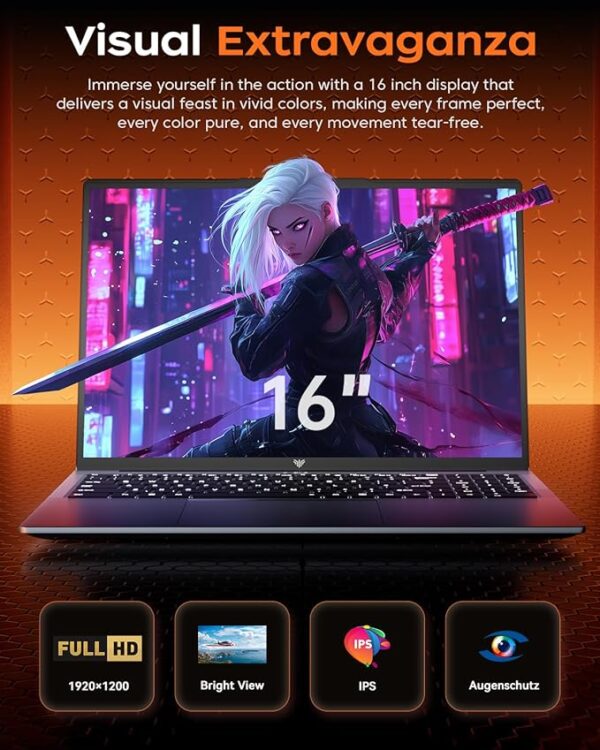 AMD Laptop, 16.0inch Laptop Computer with AMD Ryzen 7 5700U(8C/16T, Up to 4.3GHz), 16GB RAM 512GB NVMe SSD Windows 11 Laptop, Radeon RX Vega 8 Graphics,WiFi 6, Backlit KB,53Wh Battery,Gray - Image 4