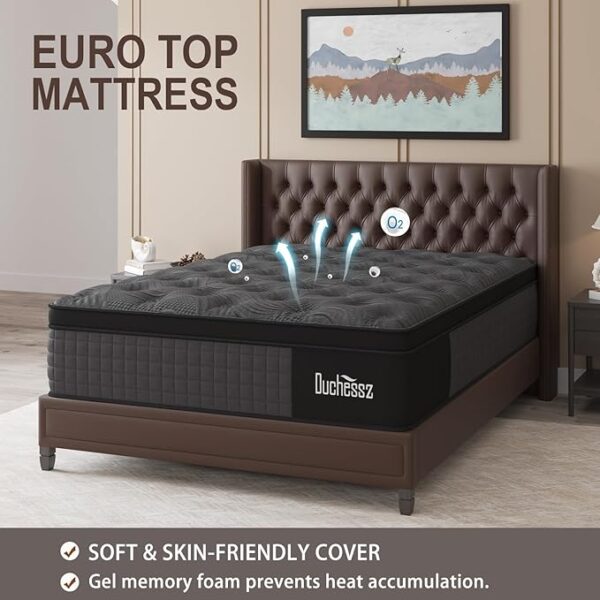 King Mattress, 12 Inch Hybrid Mattress Black with Gel Memory Foam and Individually Pocket Innerspring Mattresses Medium Firm for Motion Isolation, Edge Support, 100 Night Trial - Image 5