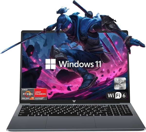 AMD Laptop, 16.0inch Laptop Computer with AMD Ryzen 7 5700U(8C/16T, Up to 4.3GHz), 16GB RAM 512GB NVMe SSD Windows 11 Laptop, Radeon RX Vega 8 Graphics,WiFi 6, Backlit KB,53Wh Battery,Gray