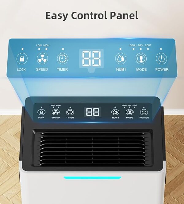1500 Sq. ft Dehumidifier for Basement and Large Room, 21 Pints Dehumidifiers for Home with Drain Hose, Intelligent Humidity Control, 3 Modes, 24H Timer, Ideal for RV, Bathroom, Bedroom - Image 5