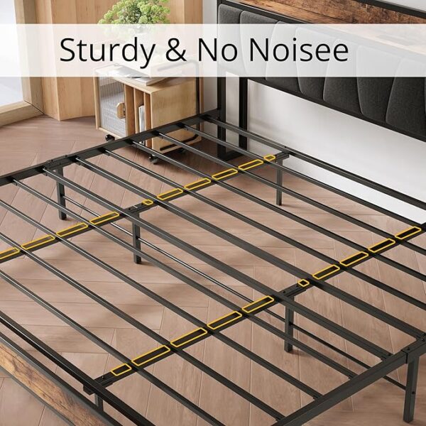 LIKIMIO King Size Bed Frame, Storage Headboard with Charging Station, Solid and Stable, Noise Free, No Box Spring Needed, Easy Assembly - Image 4