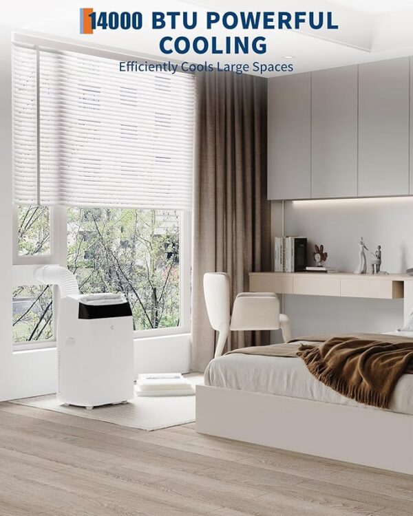 14,000 BTU Portable Air Conditioner for 750 Sq.Ft - 3-in-1 AC Unit with Cooling, Dehumidifier & Fan Modes, Remote Control, Timer & Ultra-Quiet Operation for Home/Office - Image 7