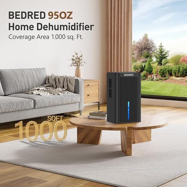 Dehumidifier,95OZ Dehumidifier for Home 1000 Sq.Ft - Quiet with Auto Shut Off & Relaxing 7 Color Ambient Light,Ideal for Livingroom, Bedroom, Basement(Black) - Image 6
