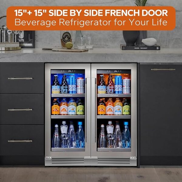 Ca'Lefort Beverage Refrigerator Cooler - 30 Inch 34-54°F Beverage Fridge Glass Door, Drink Fridge Glass Door 3 LED Beverage Cooler Built-in or Freestanding, Perfect for Home/Kitchen(6.0 Cu.ft) - Image 2