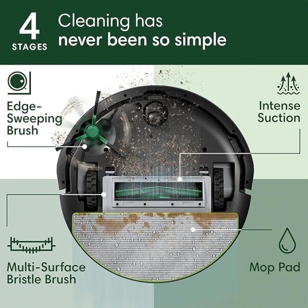 iRobot Roomba 104 Combo Robot Vacuum & Mop with AutoEmpty Dock - Amazon Exclusive, Self-Empties for 75 Days, Intense Power-Lifting Suction, LiDAR, Multi-Cleaning Modes, Avoids Mopping Carpet - Image 3
