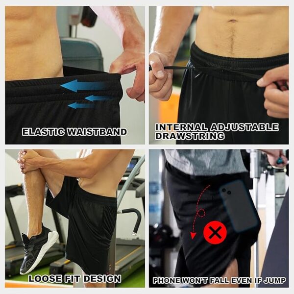 BALENNZ Athletic Shorts for Men with Pockets and Elastic Waistband Quick Dry Activewear - Image 2
