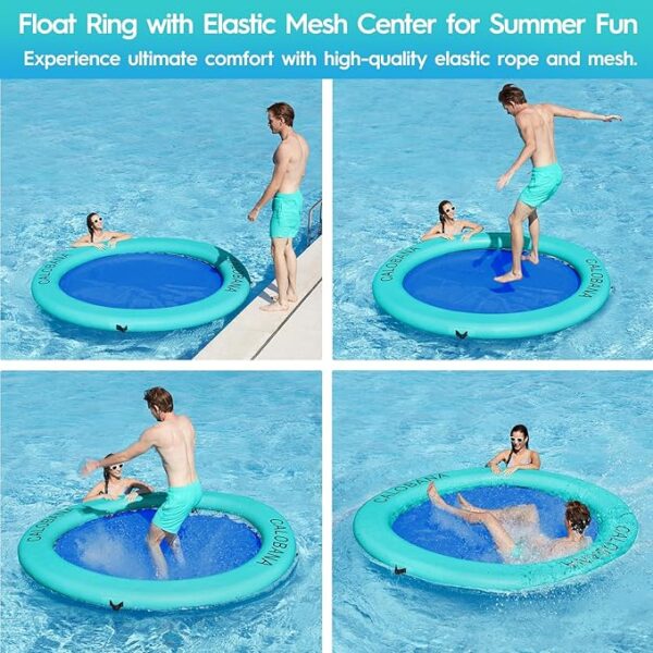 Round Floating Ring Inflatable Water Hammock Heavy Duty River Floats Lake Raft for Adults Tanning Pool Lounger Float Island Platform Pad Mat for Party - Image 4