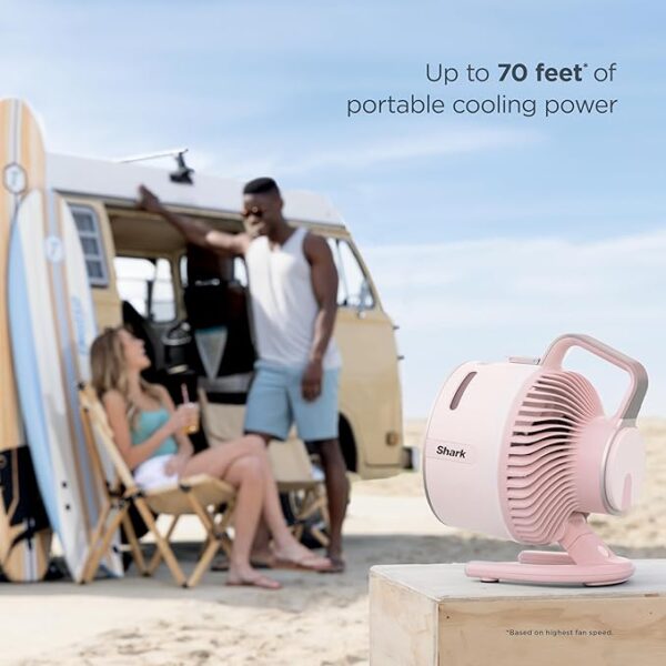 Shark FlexBreeze HydroGo Fan—Ultra-powerful portable fan with indoor + outdoor mist, Up to 70 feet of reach, corded & cordless, up to 12-hr. battery, 5 speeds, evaporative misting, Glacier, FA052BL - Image 3