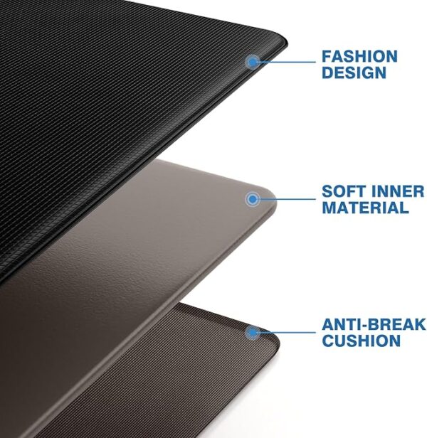 StepRite Kitchen Mats, 2PCS Kitchen Rugs, Cushioned Anti Fatigue Kitchen Mats for Floor, Non-Slip Standing Desk Mat, Waterproof Kitchen Rug Set for Kitchen, Floor, Office, 17.3"x30"+17.3"x47", Black - Image 4