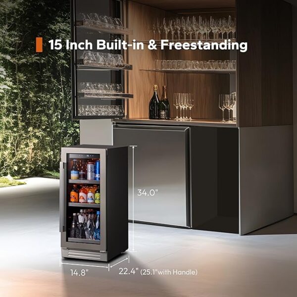 Ca'Lefort Beverage Refrigerator Cooler - 30 Inch 34-54°F Beverage Fridge Glass Door, Drink Fridge Glass Door 3 LED Beverage Cooler Built-in or Freestanding, Perfect for Home/Kitchen(6.0 Cu.ft) - Image 5