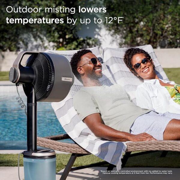 Shark FlexBreeze Pro Mist Fan — Indoor & Outdoor, Integrated Misting, Pedestal to Tabletop, Corded or Cordless, Up to 24-Hr Battery, Oscillating, Charcoal Grey, FA302 (2025 Release) - Image 4
