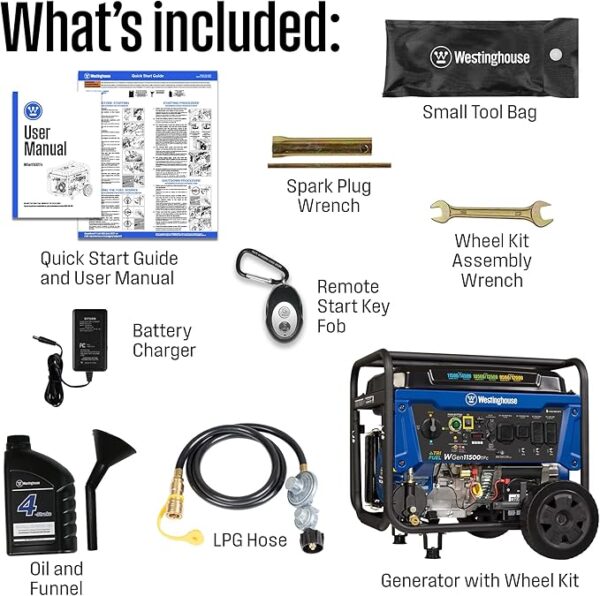 Westinghouse 14500 Peak Watt Tri-Fuel Home Backup Portable Generator, Remote Electric Start, Transfer Switch Ready, Gas, Propane, and Natural Gas Powered - Image 6