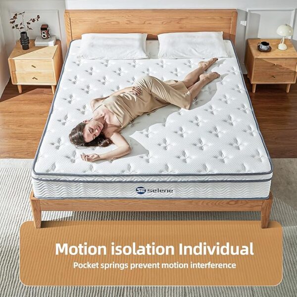 Full Size Mattresses, 10 Inch Mattress Full with Pocket Spring and Memory Foam for Pressure Relief, Motion Isolation, Edge Support, Medium Firm Mattress in a Box, CertiPUR-US, White - Image 4