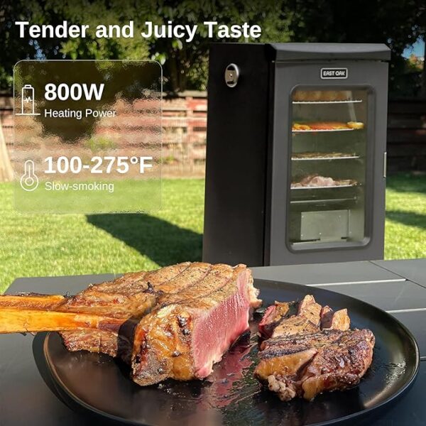 EAST OAK 30" Electric Smoker for Outdoors | Built-in Meat Probe & Up to 6× Longer Smokes on a Single Load | Side Chip Loader for Uninterrupted Smoking | Bigger Batches with 725 sq in Cooking Area - Image 3