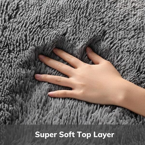 Ophanie 8x10 Area Rugs for Living Room, Large Shag Bedroom Carpet, Grey Big Indoor Thick Soft Nursery Rug, Gray Fluffy Carpets for Boy and Girls Room Dorm Home Decor Aesthetic - Image 4