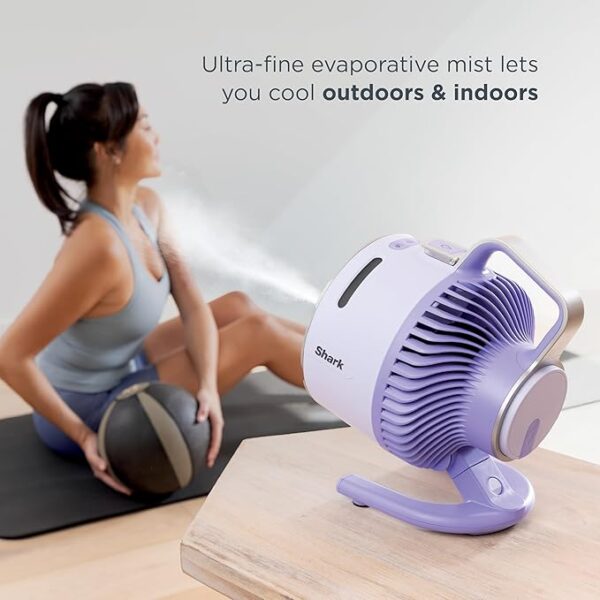 Shark FlexBreeze HydroGo Fan—Ultra-powerful portable fan with indoor + outdoor mist, Up to 70 feet of reach, corded & cordless, up to 12-hr. battery, 5 speeds, evaporative misting, Glacier, FA052BL - Image 3