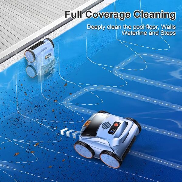 (2025 New) Robotic Pool Vacuum, Robotic Pool Cleaner for Inground Pools, Smart Navigation, Floor/Wall/Waterline Cleaning, 180 Mins Runtime for Pool Up to 2100 Sq.ft - Image 5