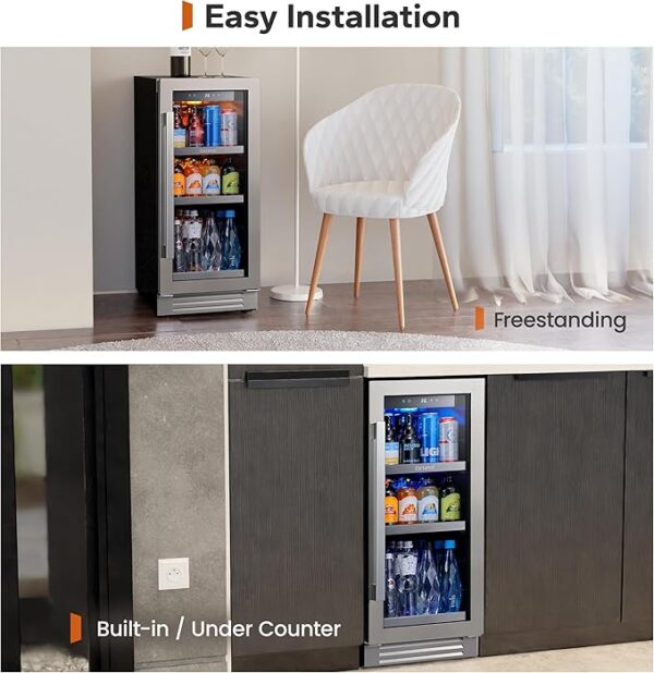Ca'Lefort Beverage Refrigerator Cooler - 30 Inch 34-54°F Beverage Fridge Glass Door, Drink Fridge Glass Door 3 LED Beverage Cooler Built-in or Freestanding, Perfect for Home/Kitchen(6.0 Cu.ft) - Image 4