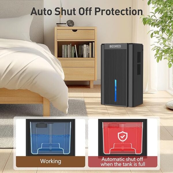 Dehumidifier,95OZ Dehumidifier for Home 1000 Sq.Ft - Quiet with Auto Shut Off & Relaxing 7 Color Ambient Light,Ideal for Livingroom, Bedroom, Basement(Black) - Image 5