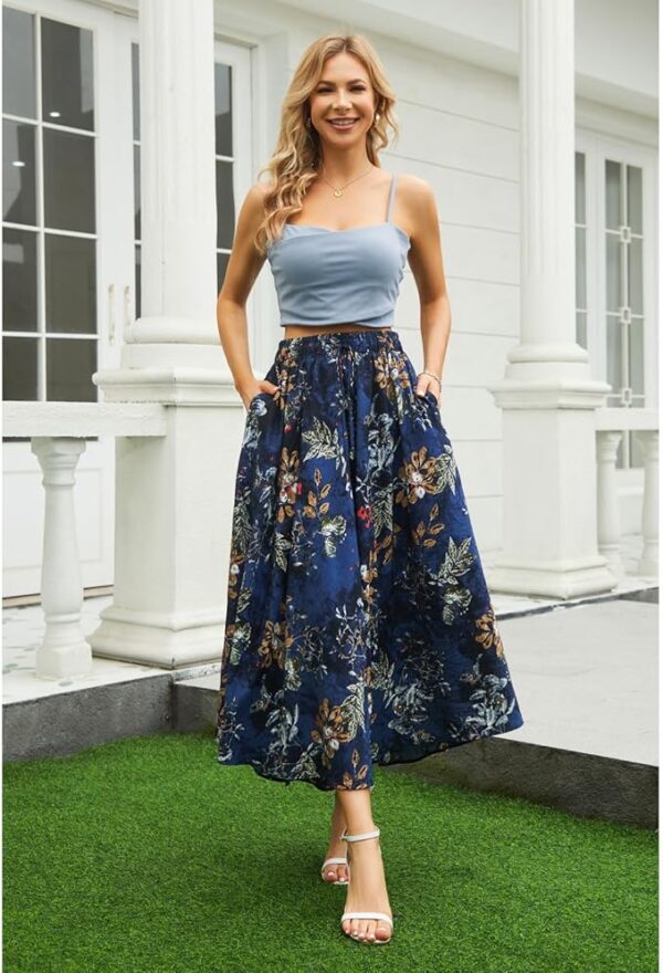 Maxi Skirts for Women with Pockets Long Midi Length Casual Skirt for Beach Party Holiday - Image 3