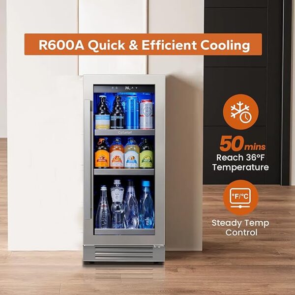 Ca'Lefort Beverage Refrigerator Cooler - 30 Inch 34-54°F Beverage Fridge Glass Door, Drink Fridge Glass Door 3 LED Beverage Cooler Built-in or Freestanding, Perfect for Home/Kitchen(6.0 Cu.ft) - Image 3