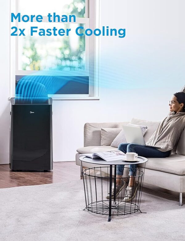 Midea Duo 14,000 BTU (12,000 BTU SACC) High Efficiency Inverter, Ultra Quiet Portable Air Conditioner, Cools up to 550 Sq. Ft., Works with Alexa/Google Assistant, Includes Remote Control & Window Kit - Image 3