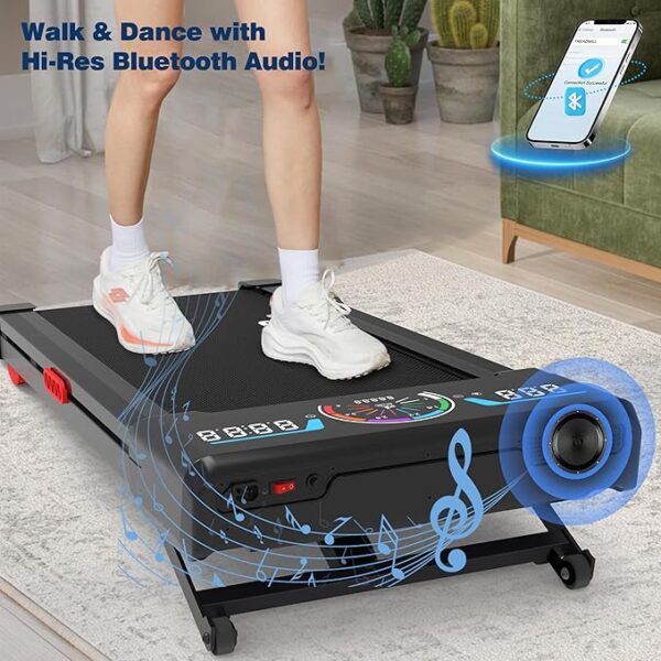 Walking Pad Treadmill with 12% 9-Level Auto Incline, 450 lbs Capacity and RGB LED Screen Under Desk Treadmill with Hiking Mode, Compact Treadmills for Home Small/Office - Image 4