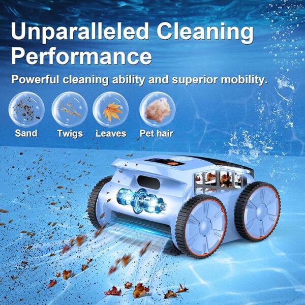 (2025 New) Robotic Pool Vacuum, Robotic Pool Cleaner for Inground Pools, Smart Navigation, Floor/Wall/Waterline Cleaning, 180 Mins Runtime for Pool Up to 2100 Sq.ft - Image 3
